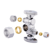 10 Pcs 5/8" ODx 3/8" OD Compr. x 1/4" OD Compr. Dual Stop Valve, 1/4 Turn (Lead Free)