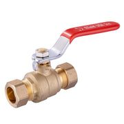 10 Pcs 1/2" Compression Ball Valve, Red (Lead Free)