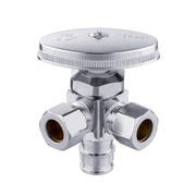 1/2" Pex-a Expansion (F1960) Inlet x 3/8" ODx 3/8" OD Compr. Dual Angle Stop Valve, Multi Turn (Lead Free)