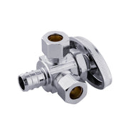 10 Pcs 1/2" PEX Crimp x 3/8" ODx 3/8" OD Compr. Dual Angle Stop Valve, Multi Turn (Lead Free)