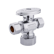 5/8" OD Compr. x 3/8" OD Compr. x 3/8" OD Compr. Dual Outlet Angle Stop Valve, 1/4 Turn (Lead Free)