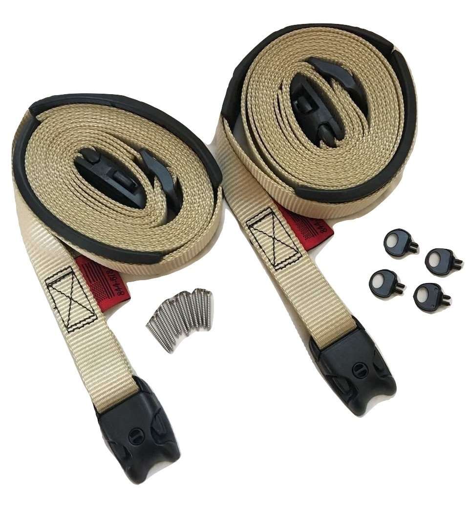 Tan ACW Buckle 2 pc Wind Strap Kit Hot Tub Secure Spa Hurricane Tie Down | SIZE OPTIONS