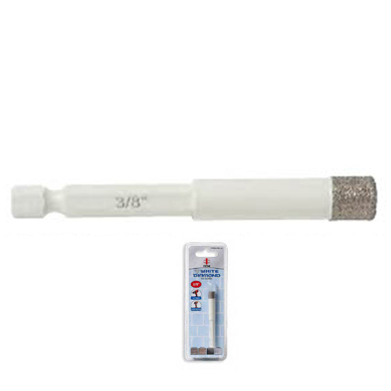 1/4” ITM White Diamond Tile Bit 1/4 in. Hex Impact Shank OAL 2 5/8 in. Drilling-1 1/4 in.
