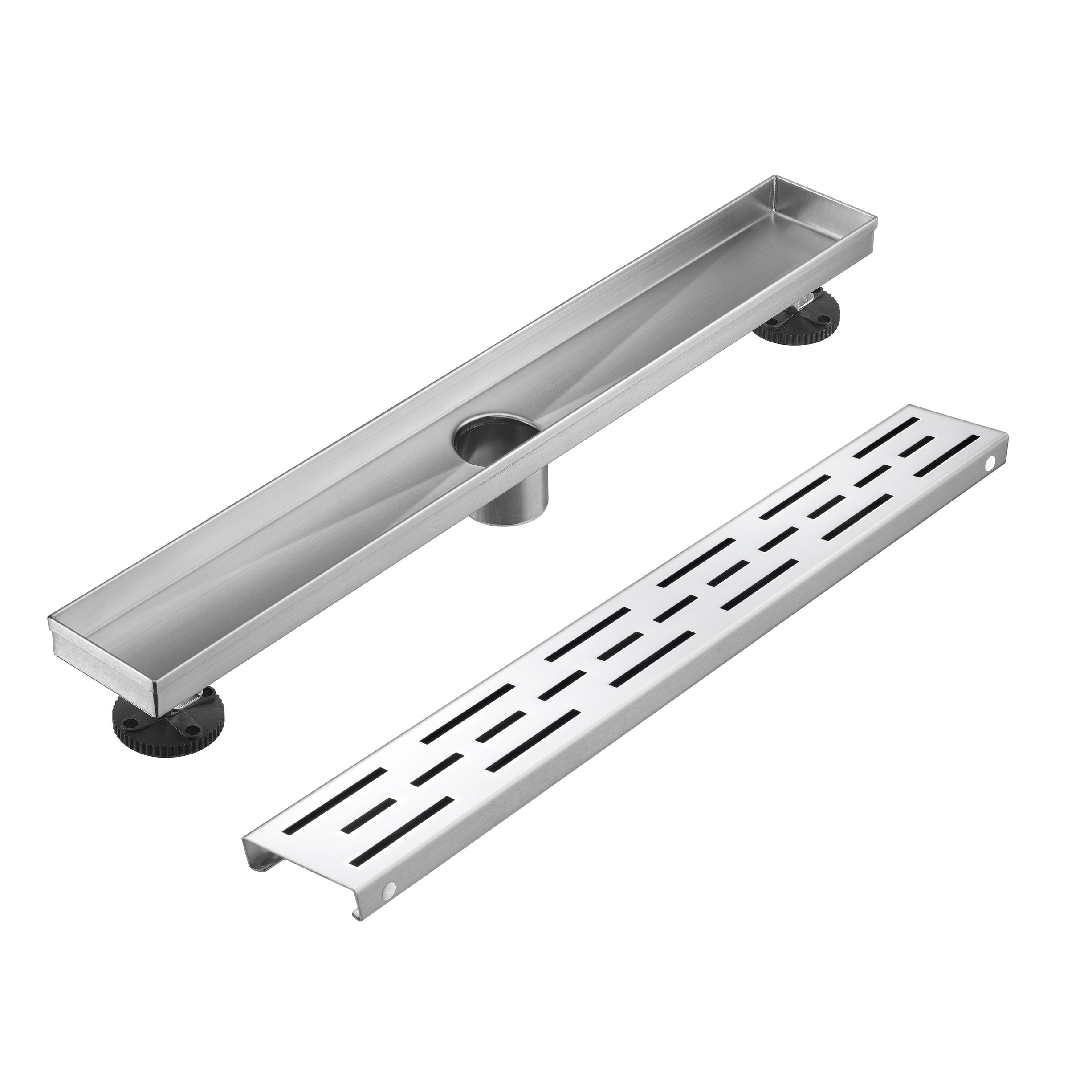 Linear Shower Drain 36" with Removable Grate,Brushed Polished 304 Stainless Steel Shower Drain,Floor Shower Drain with Hair Strainer, Adjustable Levelingft
