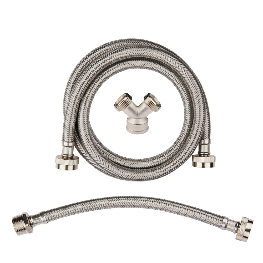 10 Pcs Steam Dryer Installation Kit, Stainless Steel Hose, 6ft Hose with 3/4" FHT 90 Degree Elbow