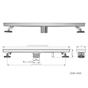 Linear Shower Drain 24" Comes with Tiled Stealth and 304 Stainless Steel Brushed Polished 2 in 1 Panels, Tile Insert Shower Drain, Equipped with Adjustableft,Hair Filters