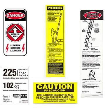 225 lb. Aluminum Extension Ladder Safety Labels