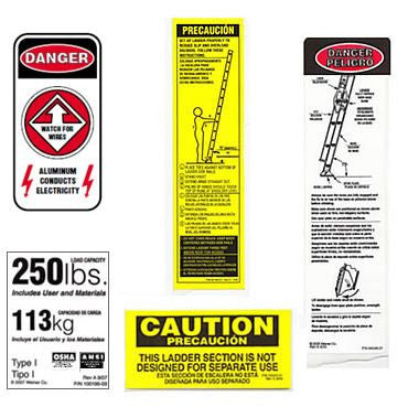 250 lb. Aluminum Extension Ladder Safety Labels