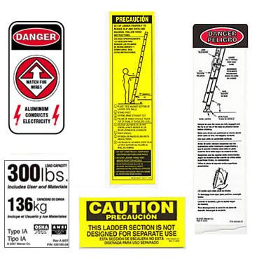 300 lb. Aluminum Extension Ladder Safety Labels