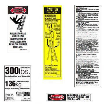 300 lb. Fiberglass Tripod Ladder Safety Labels