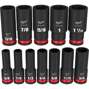 Milwaukee 49-66-7011 12PCSHOCKWAVE Impact Duty™ 1/2" Drive SAE Deep 6 Point Socket Set