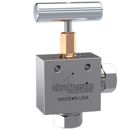 NV2A6H-60K | 3/8" HP Female Needle Valve 2-Way Angle, Stainless Steel - 60K psi