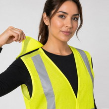 Hi-Vis Yellow Mesh Tearaway Safety Vest with 2” Reflective Strips and Pocket