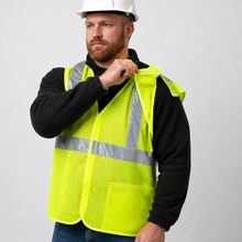 Hi-Vis Yellow Mesh Tearaway Safety Vest with 2” Reflective Strips and Pocket