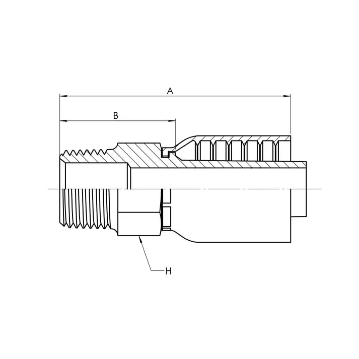 SS-43-06-04MP | 06 Hose - 04 MP Straight (Parker 43 Series Compatible), Stainless Steel
