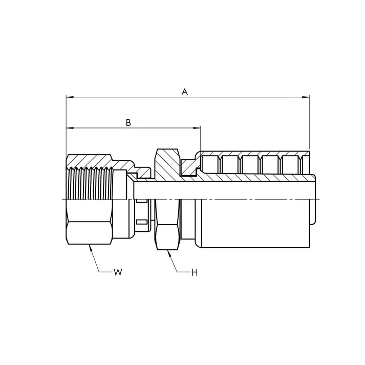 SS-HY-06-06FJS | 06 Hose - 06 FJS Straight (Parker HY Series Compatible), Stainless Steel