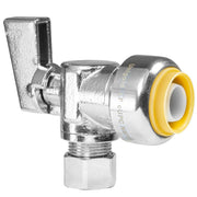 10 Pcs 1/2" Push Connect x 3/8" OD Compr. Unigold Push Fit Angle Stop Valve, 1/4 Turn (Lead Free)