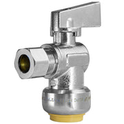 10 Pcs 1/2" Push Connect x 3/8" OD Compr. Unigold Push Fit Angle Stop Valve, 1/4 Turn (Lead Free)