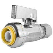 10 Pcs 1/2" Push Connect x 3/8" OD Compr. Unigold Push Fit Straight Stop Valve, 1/4 Turn (Lead Free)