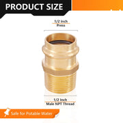 30 Pcs 1/2" Press x 1/2" Male Brass Adapter (Lead Free)