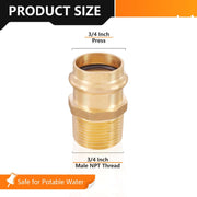 30 Pcs 3/4" Press x 3/4" Male Brass Adapter (Lead Free)