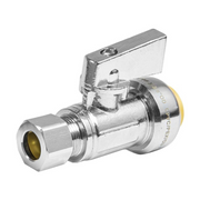 10 Pcs 1/2" Push Connect x 3/8" OD Compr. Unigold Push Fit Straight Stop Valve, 1/4 Turn (Lead Free)