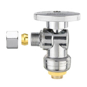 1/2" Push Connect x 3/8" OD Compr. Angle Stop Valve, 1/4 Turn (Lead Free)