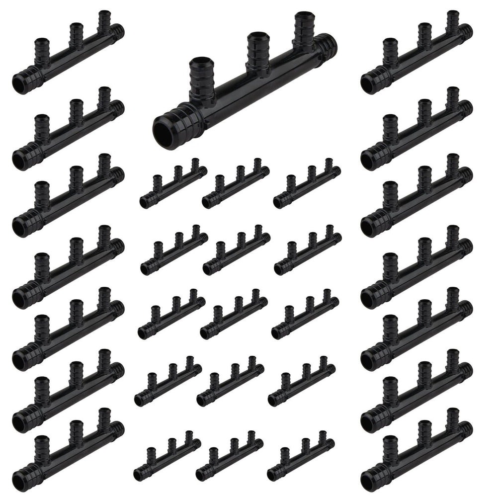 30 Pcs PEX-B Crimp 3/4" x 1/2" Open Manifold (3 port)