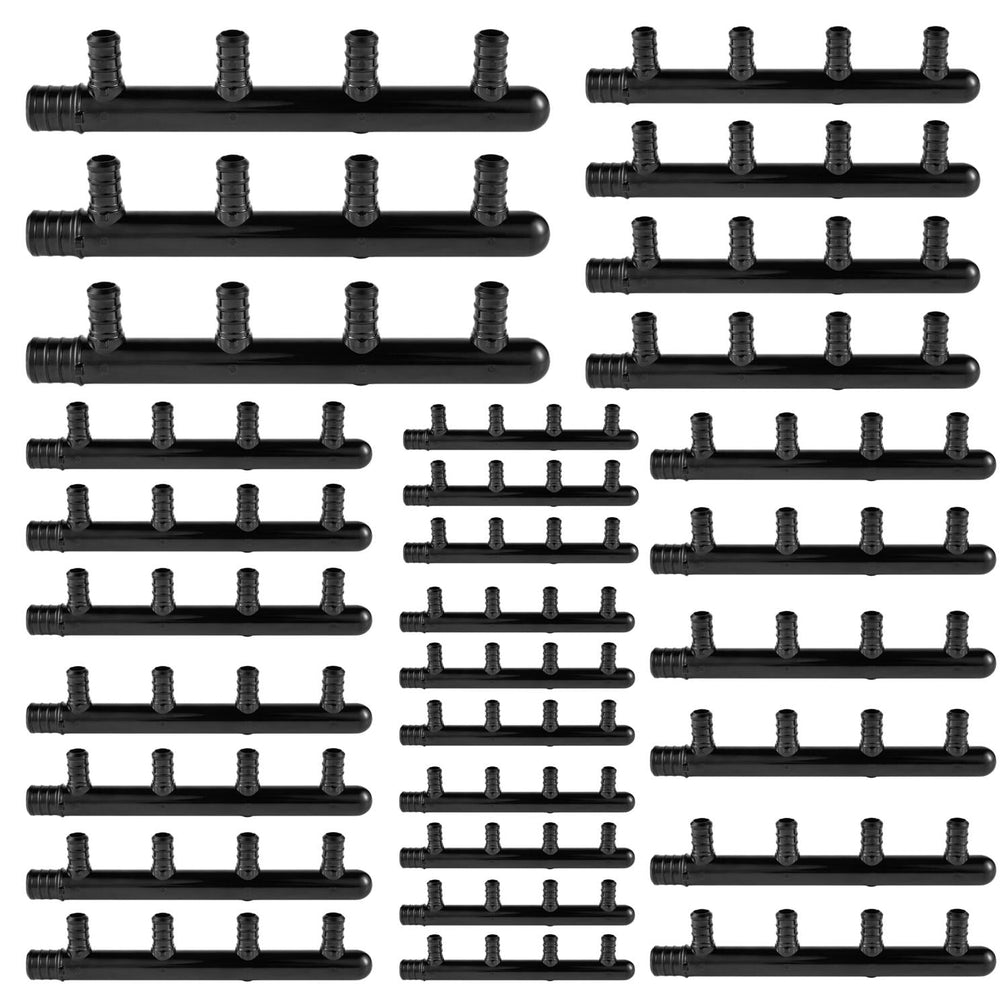 30 Pcs PEX-B Crimp 3/4" x 1/2" Closed Manifold (4 port)
