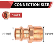 30 Pcs 1/2" Press Copper x 3/4" Male Threaded Adapter (Lead Free)
