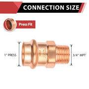 30 Pcs 1" Press Copper x 3/4" Male Threaded Adapter (Lead Free)