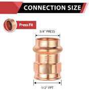 30 Pcs 3/4" Press Copper x 1/2" Female Threaded Adapter (Lead Free)