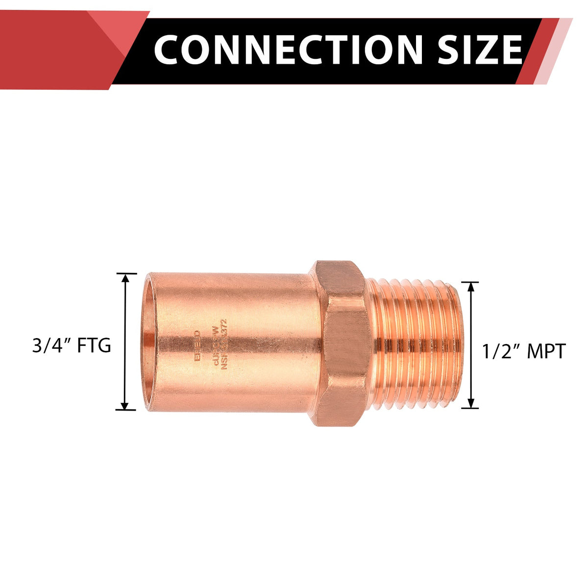 3/4" FTG Press x 1/2" Male Threaded Copper Street Adapter (Lead Free)