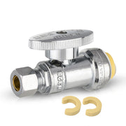 1/2" Push Connect x 1/4" OD Straight Stop Valve, 1/4 Turn (Lead Free)