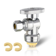 1/2" Push Connect x 1/4" OD Compr. Angle Stop Valve w/ABS Handle (Lead Free)