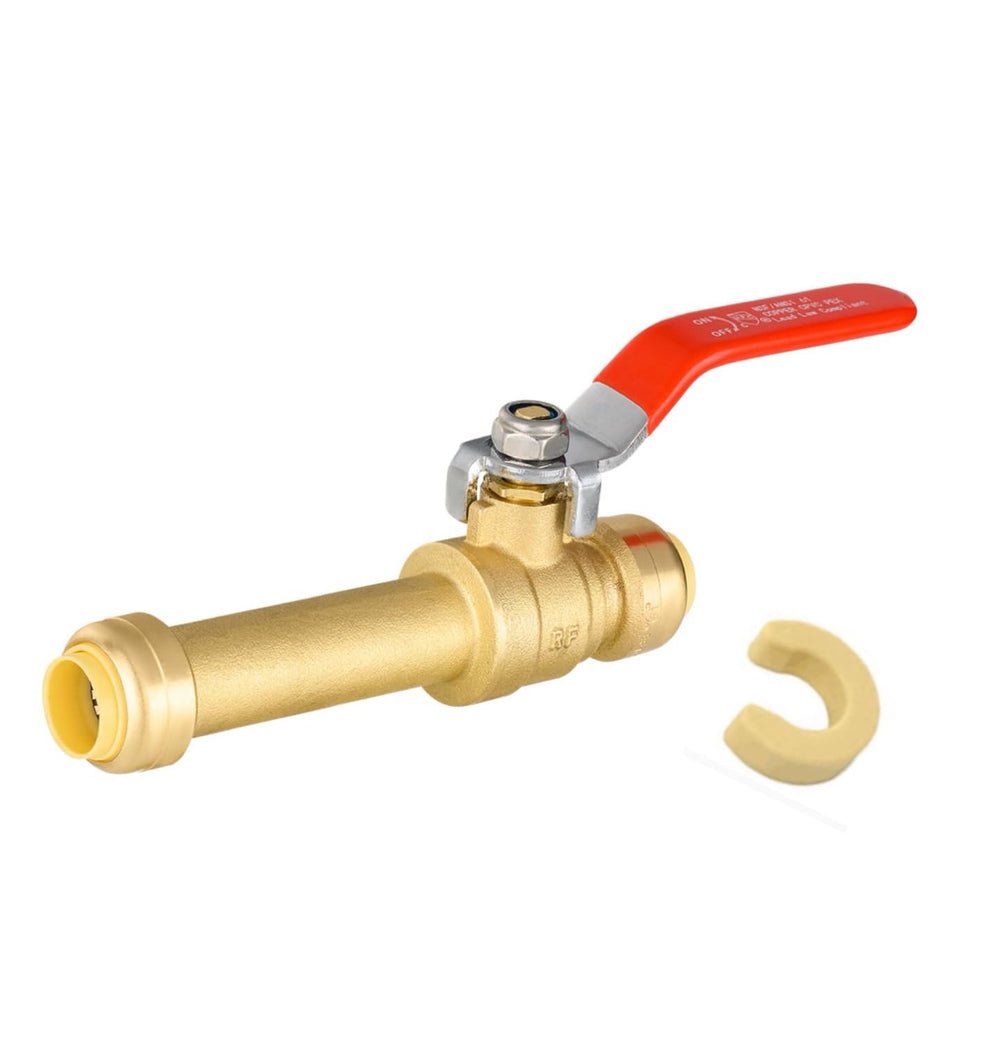 1/2" Push Fit Slip Ball Valve, Red (Lead Free)