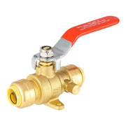 10 Pcs 1/2" Push Fit Ball Valve With Drain Drop Ear, Red Lever (Lead Free)