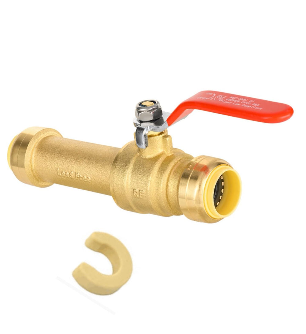 3/4" Push Fit Slip Ball Valves, RED (Lead Free)