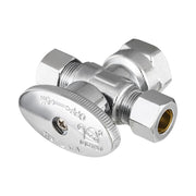 10 Pcs 1/2" FIP x 3/8" OD Compr. x 3/8" OD Compr. Dual Angle Stop Valve, 1/4 Turn (Lead Free)