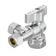 10 Pcs 1/2" FIP x 3/8" OD Compr. x 3/8" OD Compr. Split Angle Stop Valve, 1/4 Turn (Lead Free)