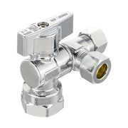 10 Pcs 1/2" FIP x 3/8" OD Compr. x 3/8" OD Compr. Split Angle Stop Valve, 1/4 Turn (Lead Free)