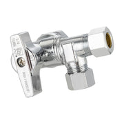 10 Pcs 1/2" FIP x 3/8" OD Compr. x 3/8" OD Compr. Split Angle Stop Valve, 1/4 Turn (Lead Free)