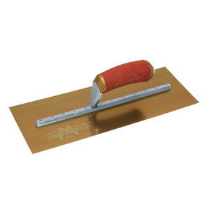 PermaShape Golden Stainless Steel Finishing Trowel with DuraSoft Handle - 14" X 5"