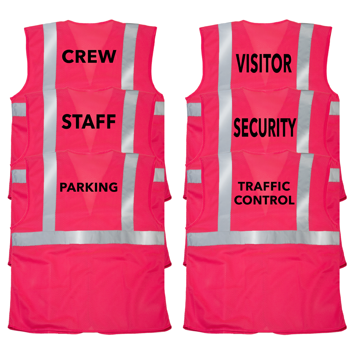 Printed Hi-Vis Mesh Safety Vest with 2” Reflective Strips and Pocket - PinkFit Collection