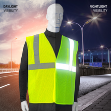 Printed Hi-Vis Mesh Safety Vest with 2” Reflective Strips and Pocket - Lime