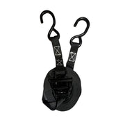 1" Black Ratchet Strap w/Vinyl S Hook LENGTH OPTIONS | FOUR PACK