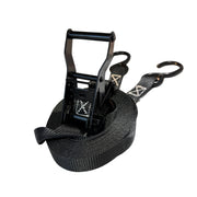 1" Black Ratchet Strap w/Vinyl S Hook  | LENGTH OPTIONS