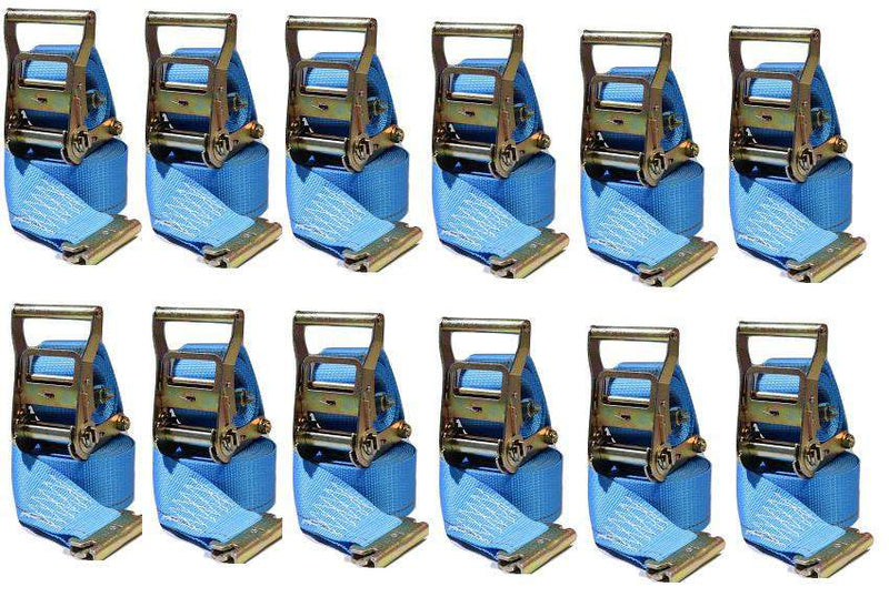 2 in x 20 Ft Van Ratchet Strap Logistic E-Track w/ Spring E 12 PACK | R20EX12