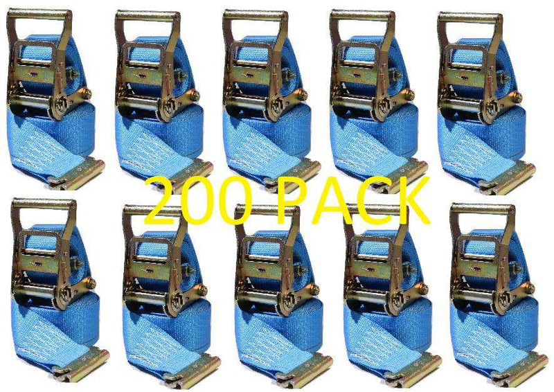 2 x 20 Ft Van Ratchet Strap Logistic E-Track w/ Spring E 200 PACK  | 200 Pack