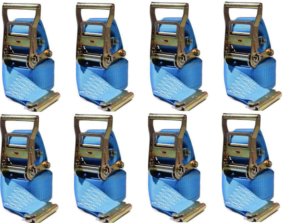 2 in x 20 Ft Van Ratchet Strap Logistic E-Track w/ Spring E 8 PACK | R20E